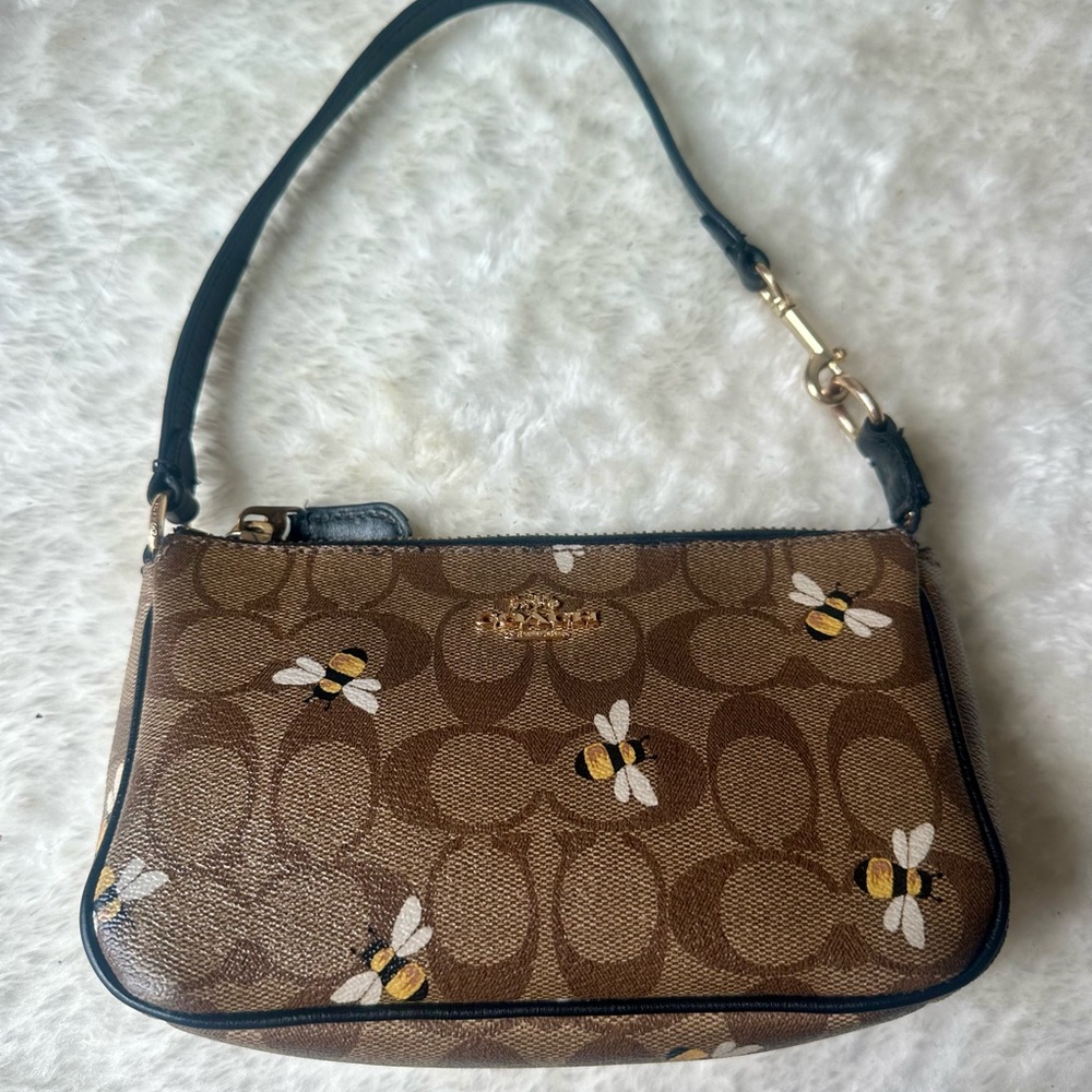 Coach Brown Bee Pattern Wristlet